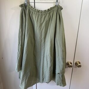 Womens Handkerchief Hem Sage Green Maxi Skirt Forest Fairy Earthy Goblin 2X/3X